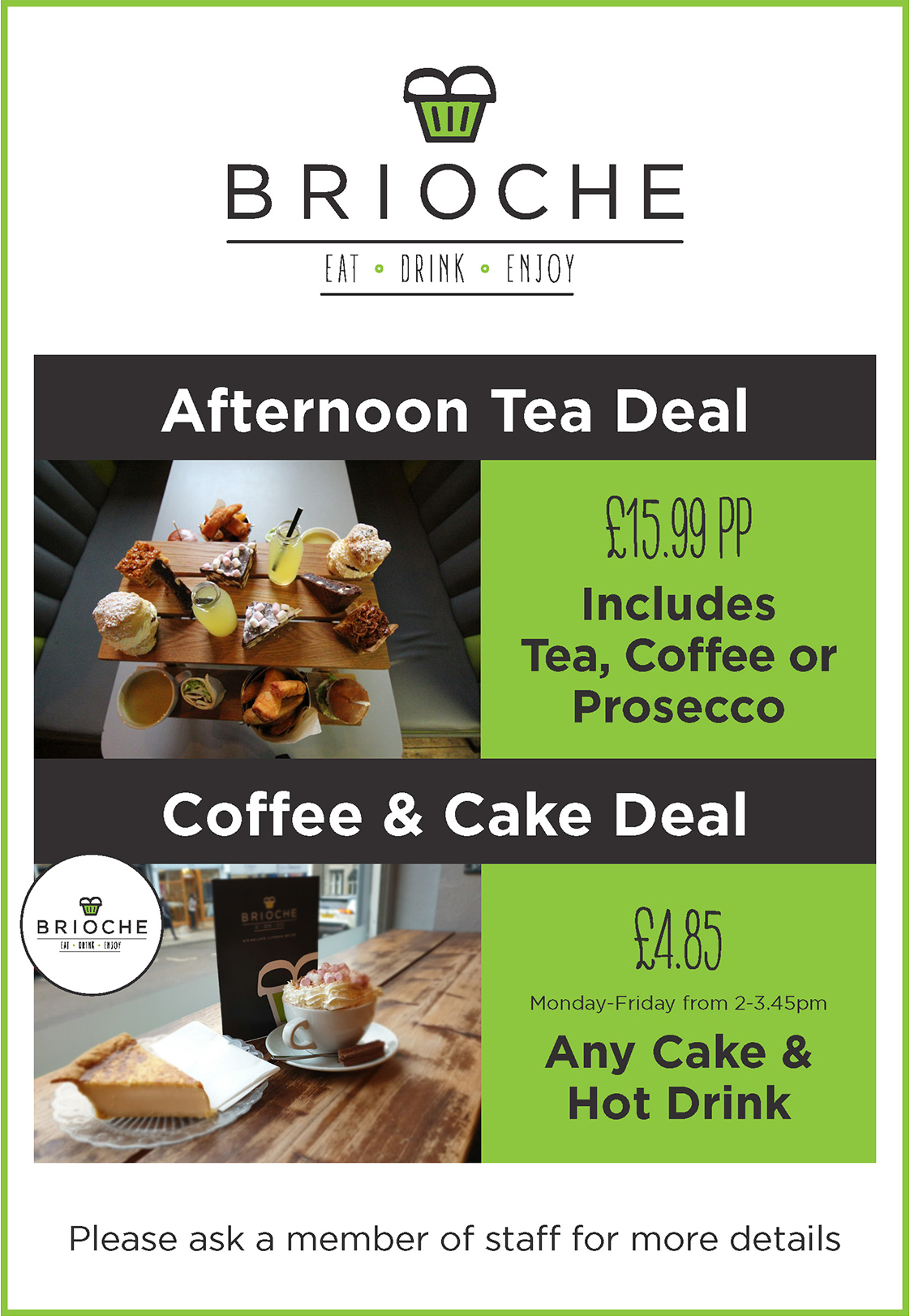 Special offers at Brioche, Clitheroe